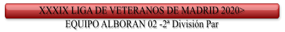 XXXIX LIGA DE VETERANOS DE MADRID 2020>   EQUIPO ALBORAN 02 -2ª División Par